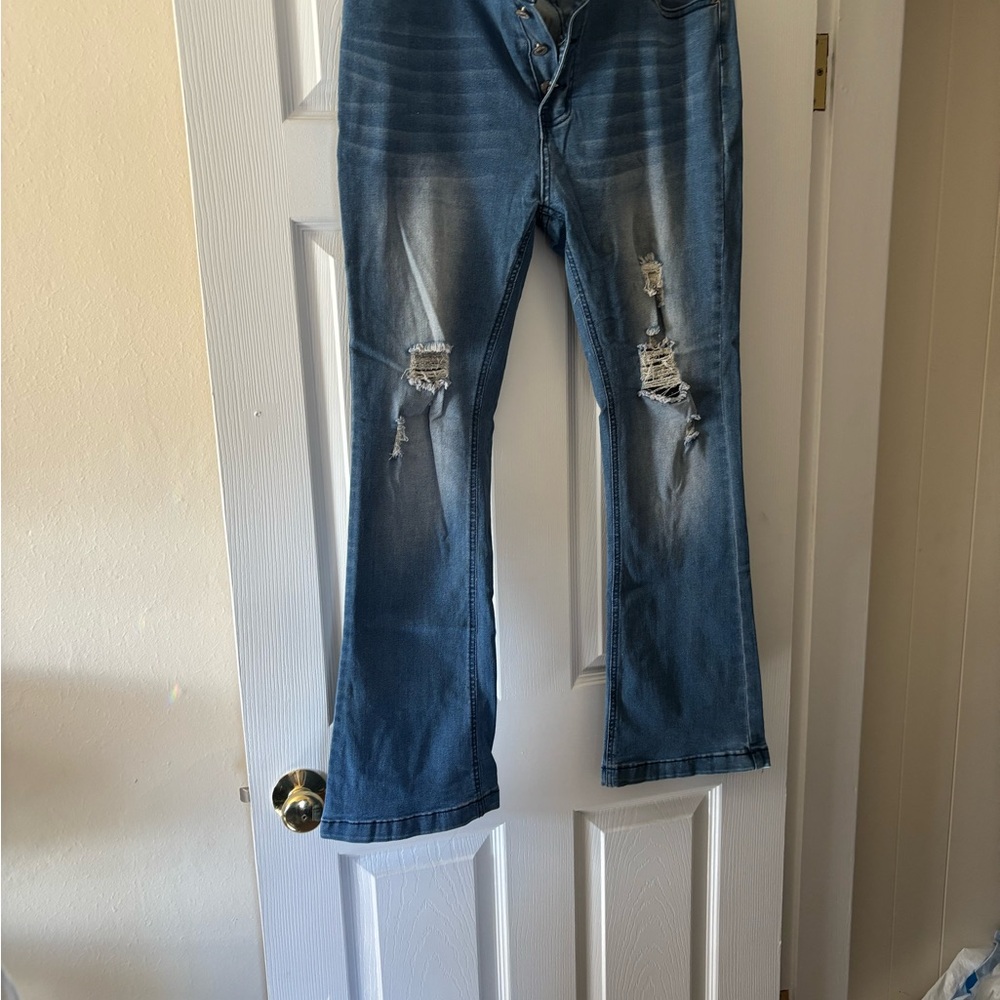Blue Distressed Women Jeans